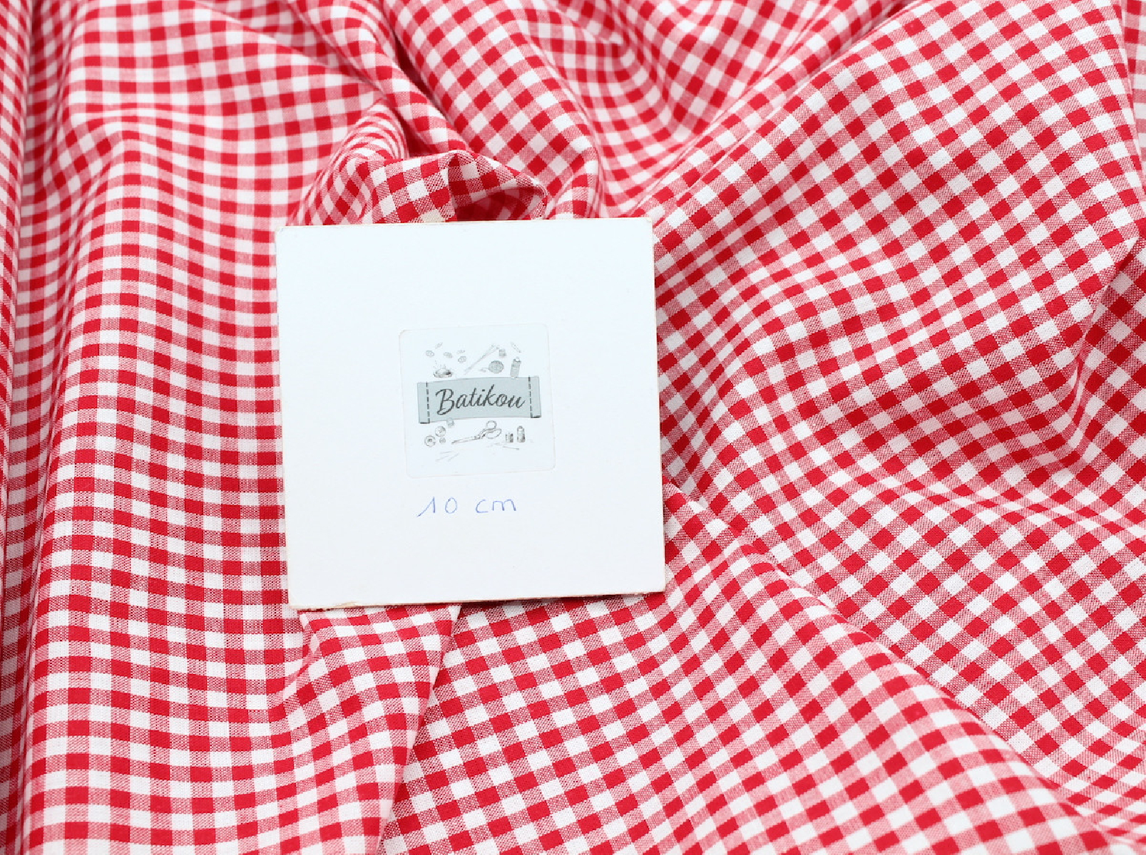 Coton vichy carreaux rouge et blanc 5mm Qualité Oeko-tex - 4