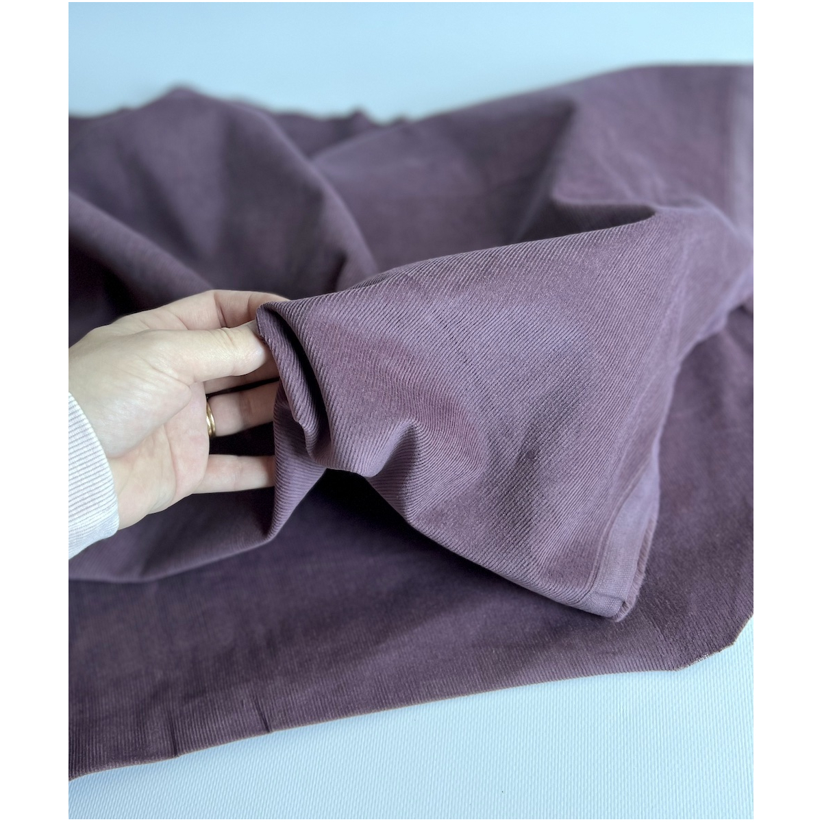 Velours milleraies coton organique coloris figue  - 2