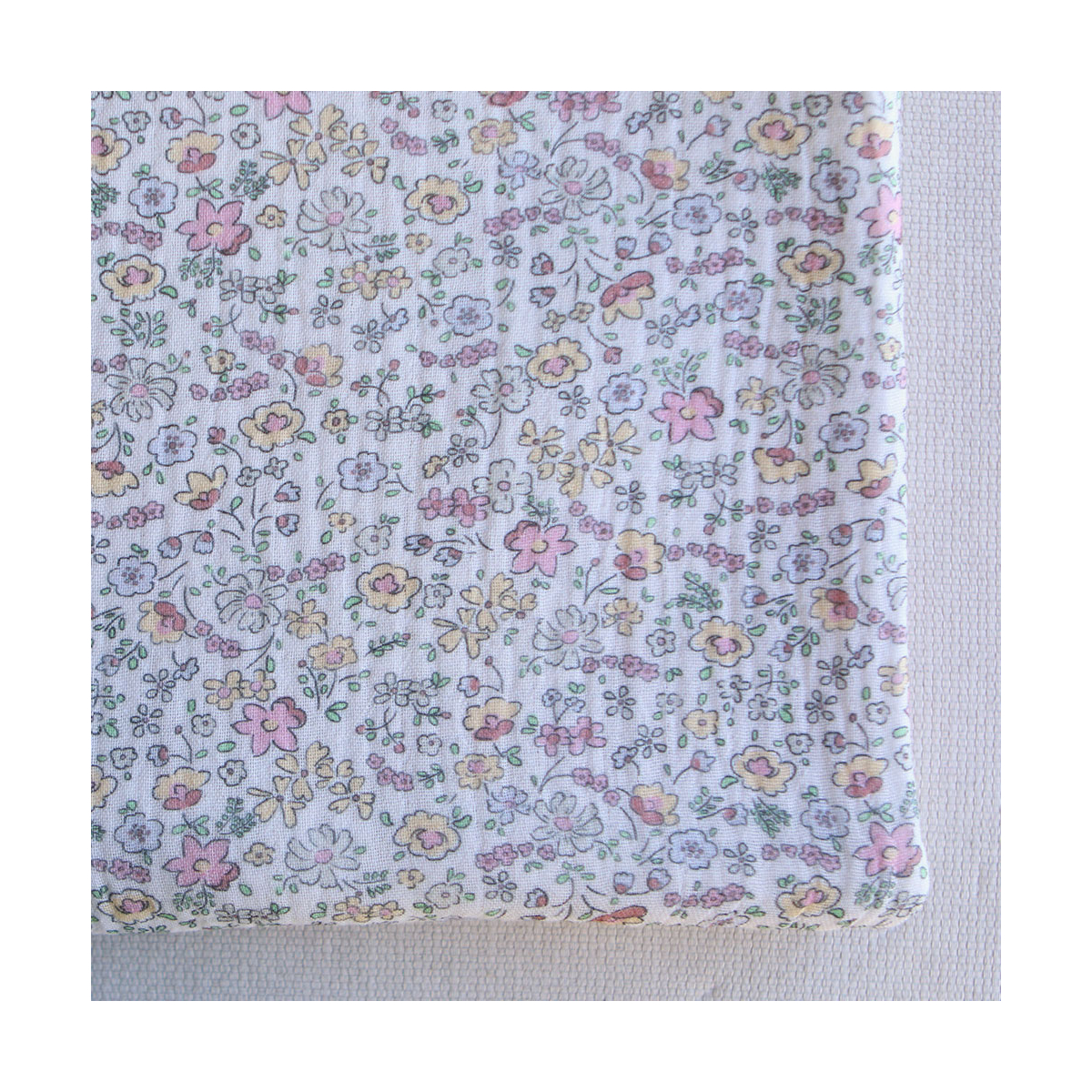 copy of Albane - Double gaze de coton motif fleuri bleu ocre