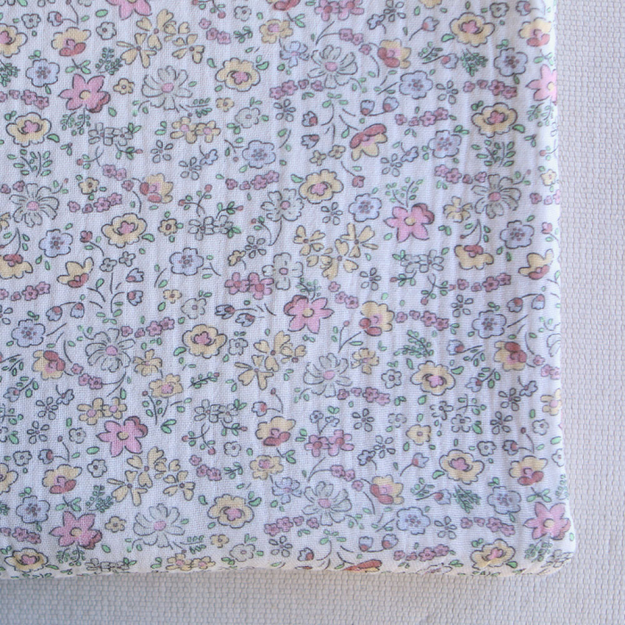 copy of Albane - Double gaze de coton motif fleuri bleu ocre