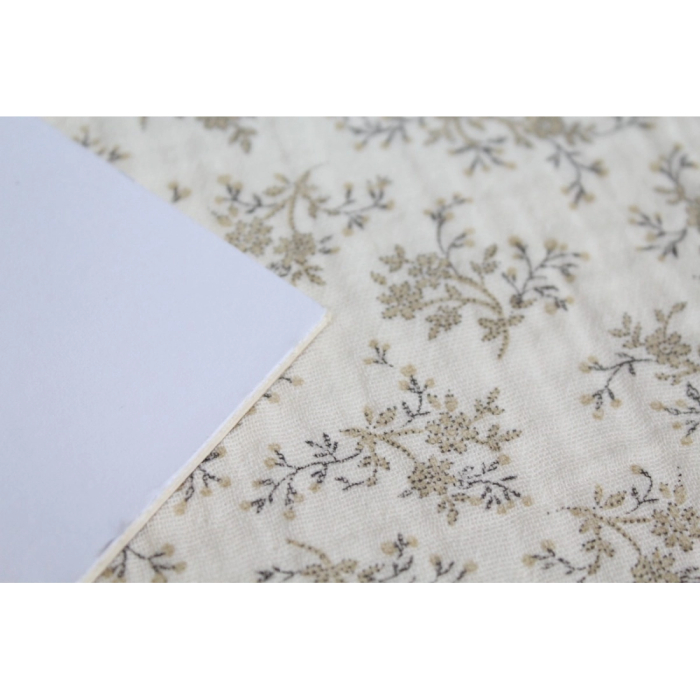Meriem - Double gaze de coton BIO écru à motifs fleuris