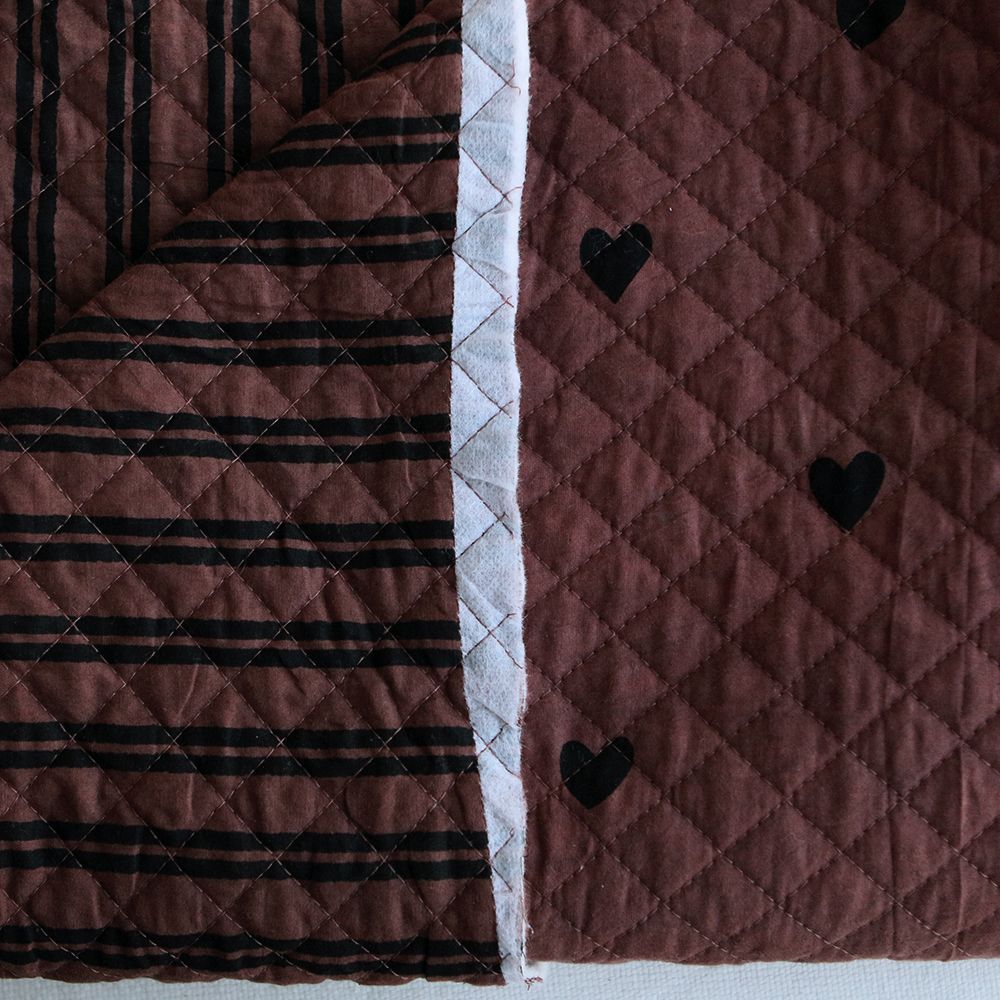 Dilara - Tissu indien matelassé double face coton hand block, largeur 100 cm