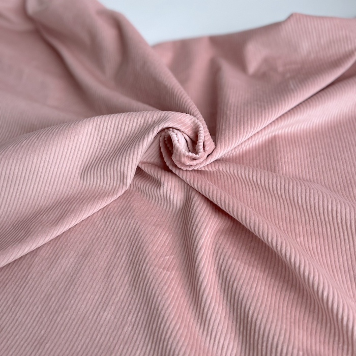 Velours à côtes coton organique coloris rose doux  - 1