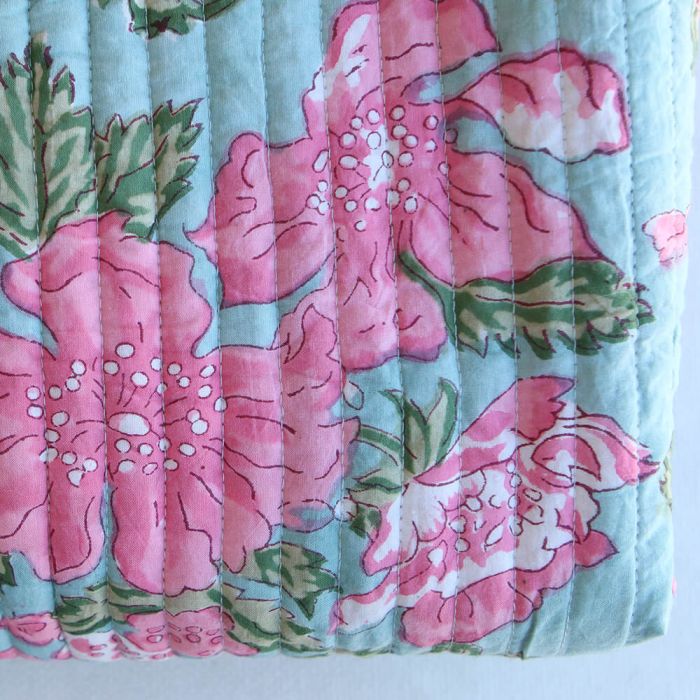Kyra- Tissu indien matelassé double face coton hand block largeur 100cm