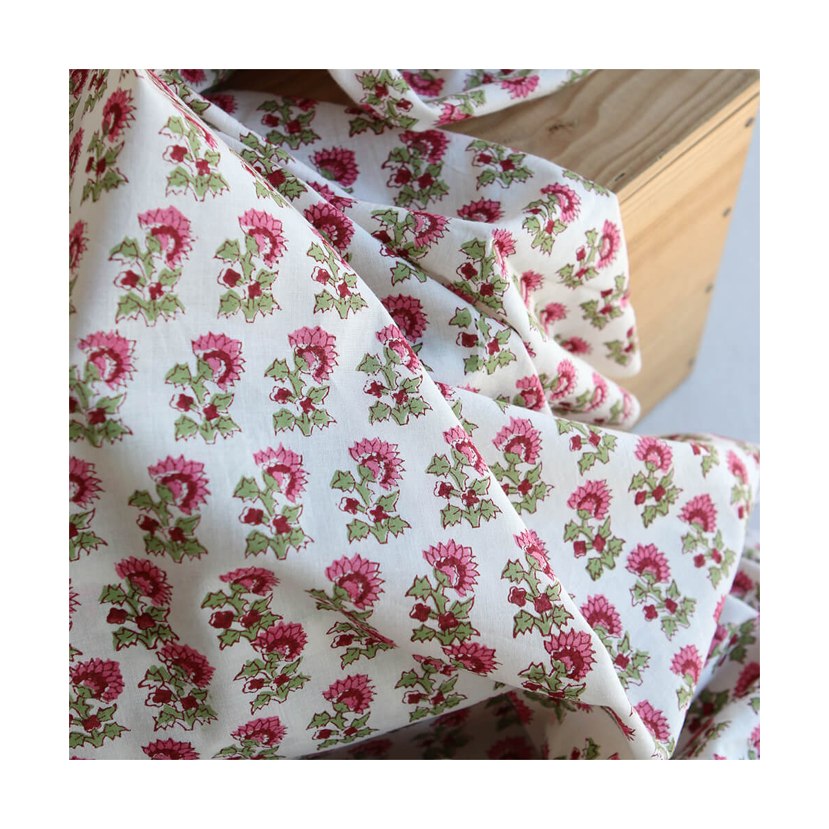 Jamila B - Tissu indien en coton imprimé main Hand Block