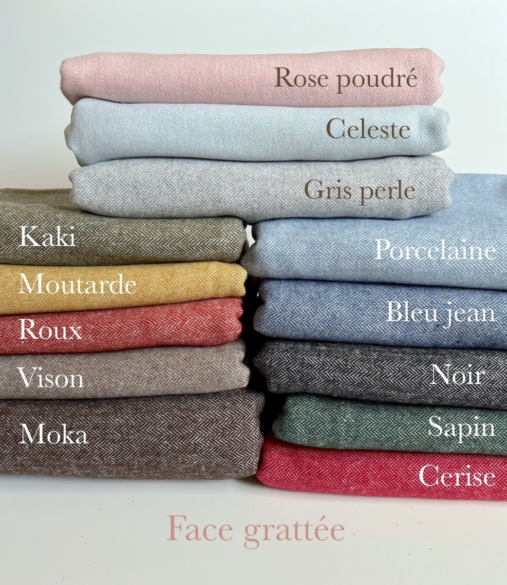 Tissu chevrons texturé coton / laine coloris bleu jean