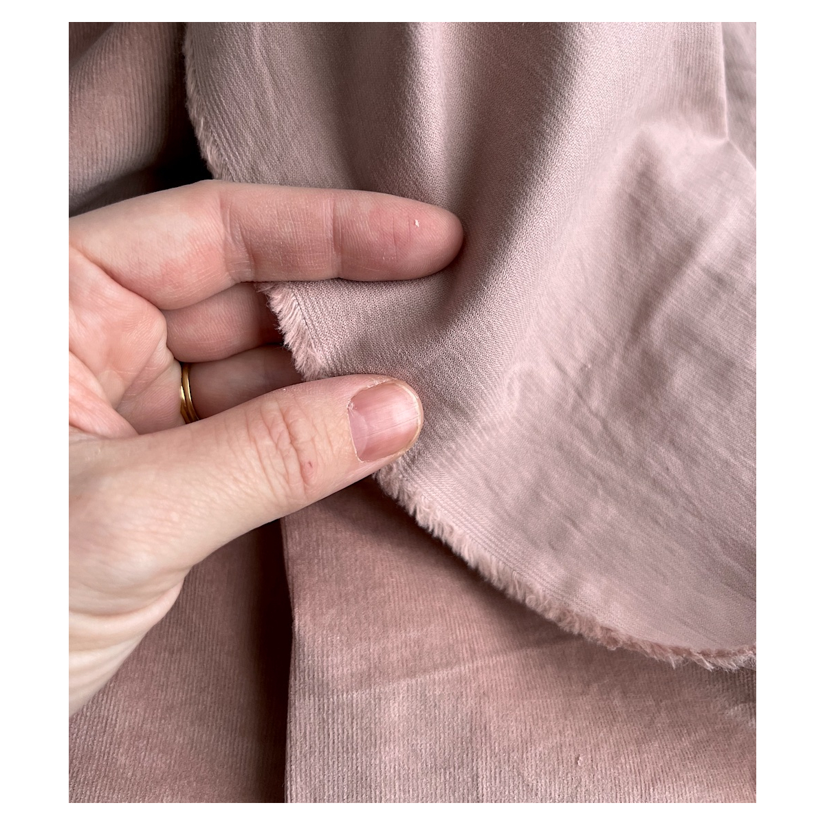 Velours milleraies stretch coton coloris vieux rose Batikou - 2