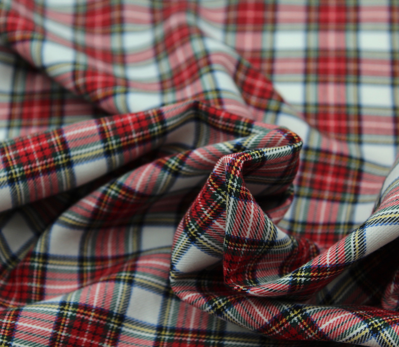 Tissu sergé de coton organique tartan