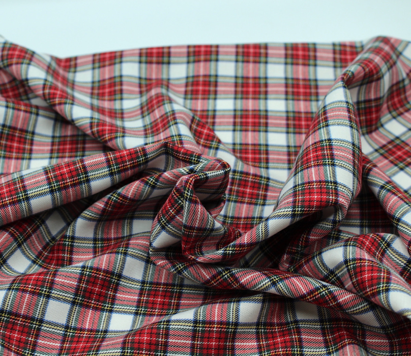 Tissu sergé de coton organique tartan