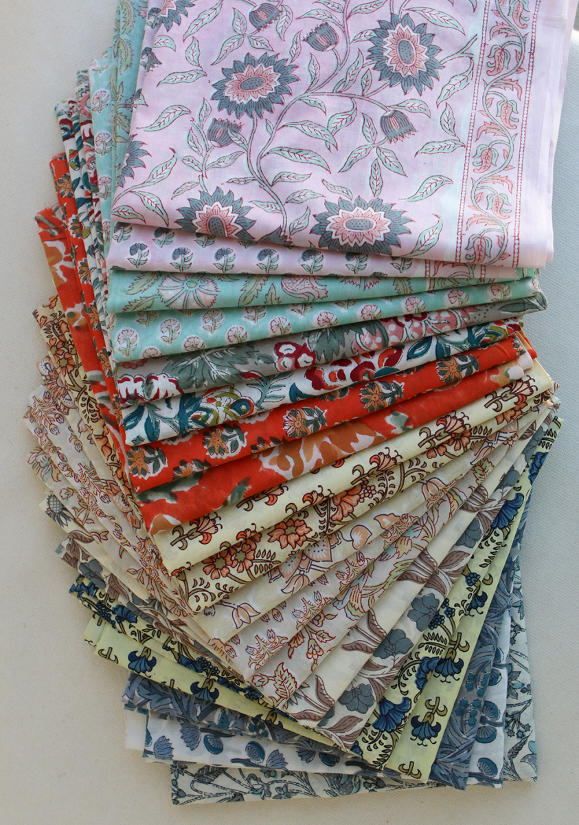 Au mètre - Tissu indien coton hand block traditionnel