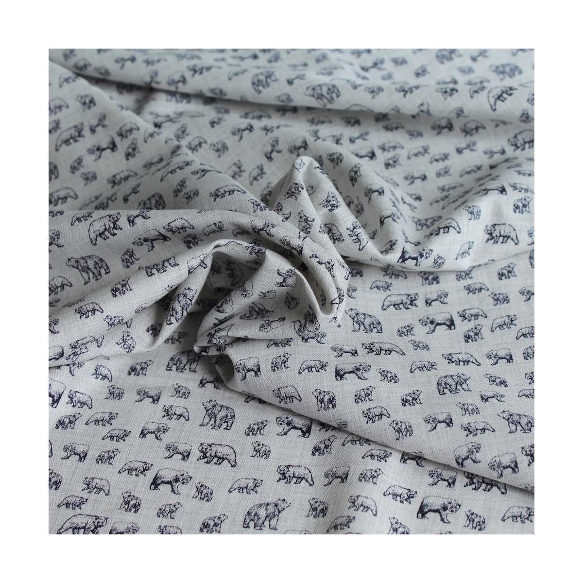 Tissu sergé de coton organique imprimés ours