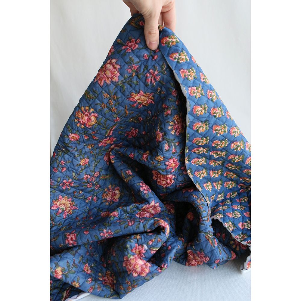 Saanvi - Tissu indien matelassé double face coton hand block, largeur 100 cm