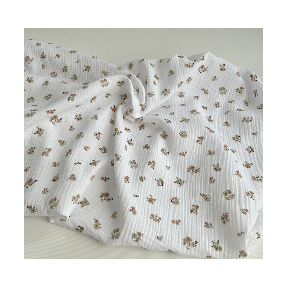 Double gaze de coton Hope blanc motifs fleuris Naturel Batikou - 6