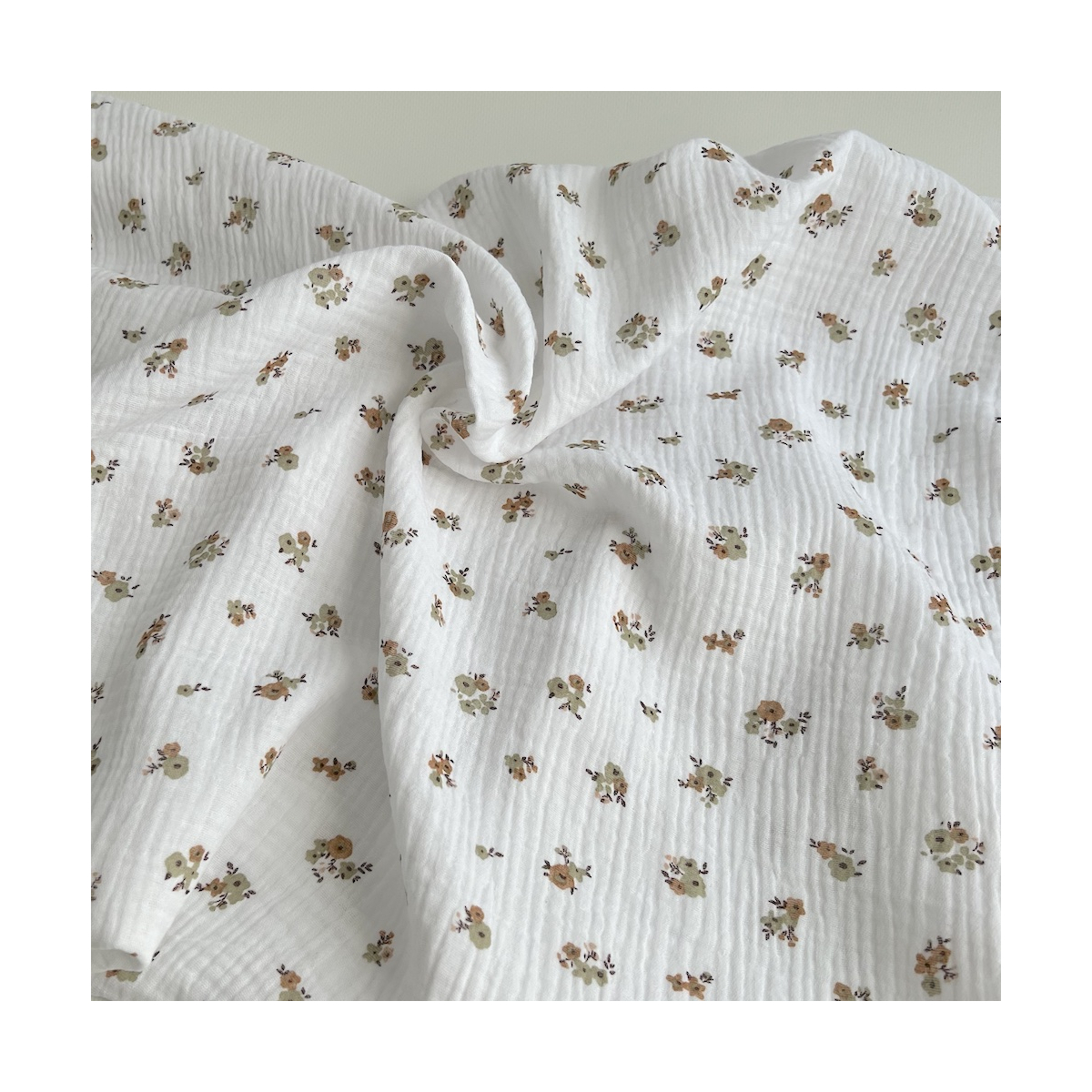 Double gaze de coton Hope blanc motifs fleuris Naturel Batikou - 1