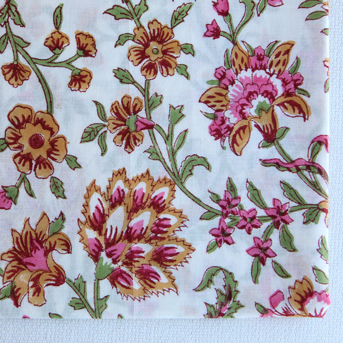 Jamila - Tissu indien en coton imprimé main Hand Block
