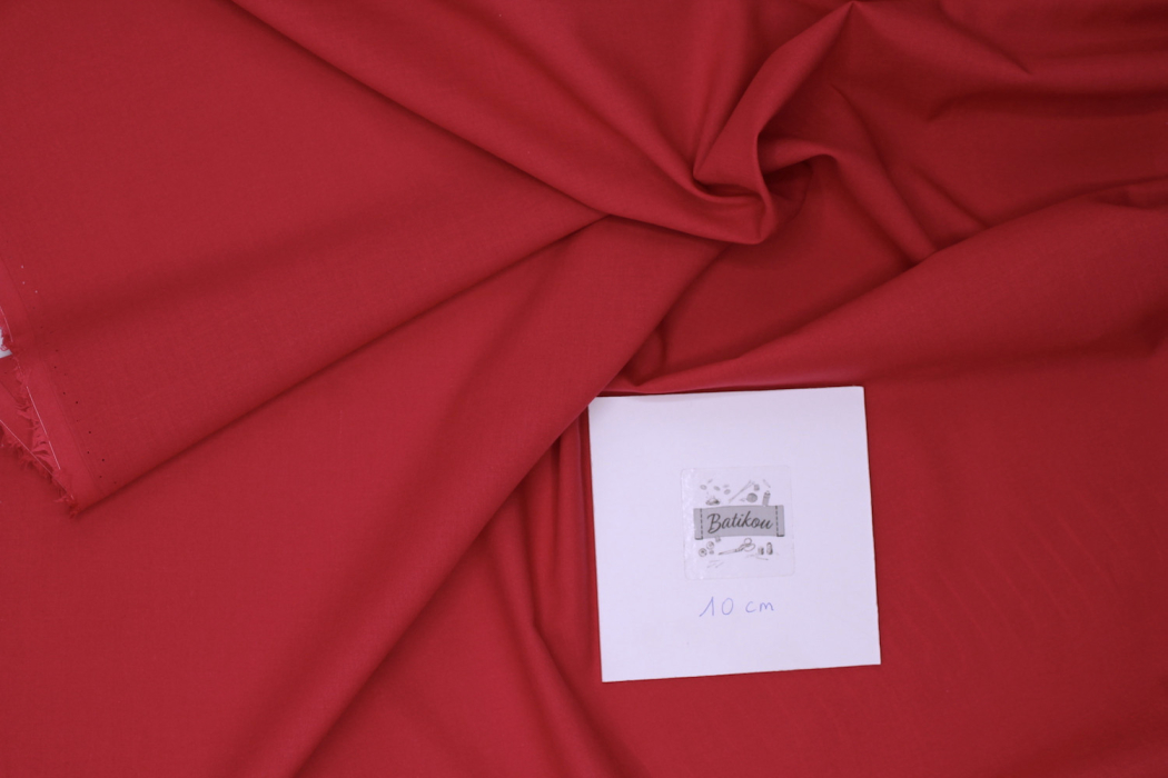 Voile de coton organique uni coloris rouge cerise
