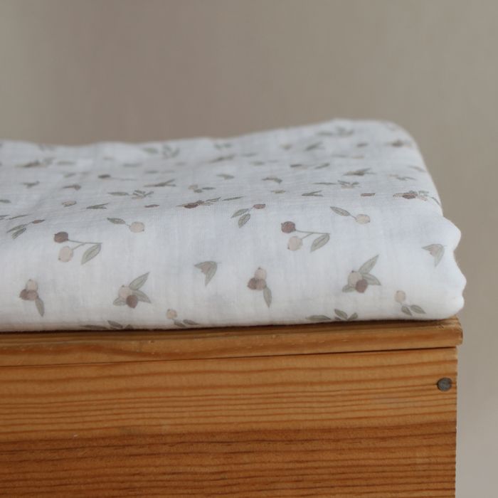 Hind - Double gaze de coton BIO exclusif blanc lait à motif nature