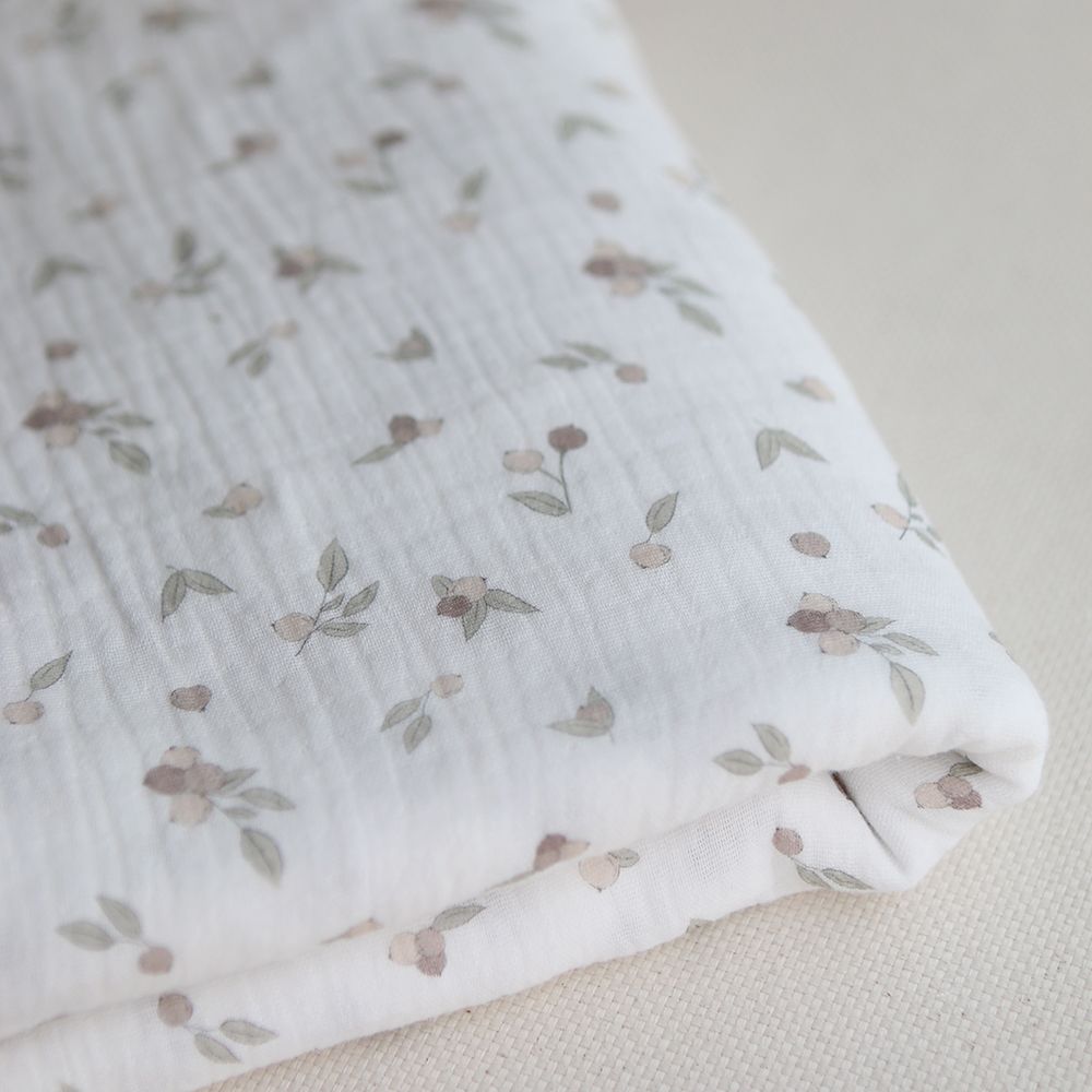 Hind - Double gaze de coton BIO exclusif blanc lait à motif nature