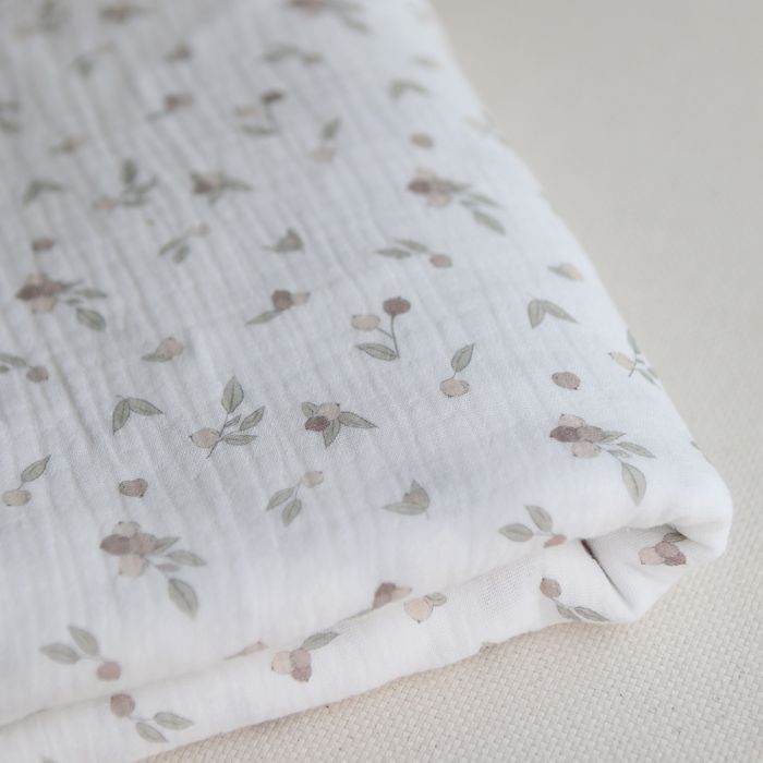 Hind - Double gaze de coton BIO exclusif blanc lait à motif nature