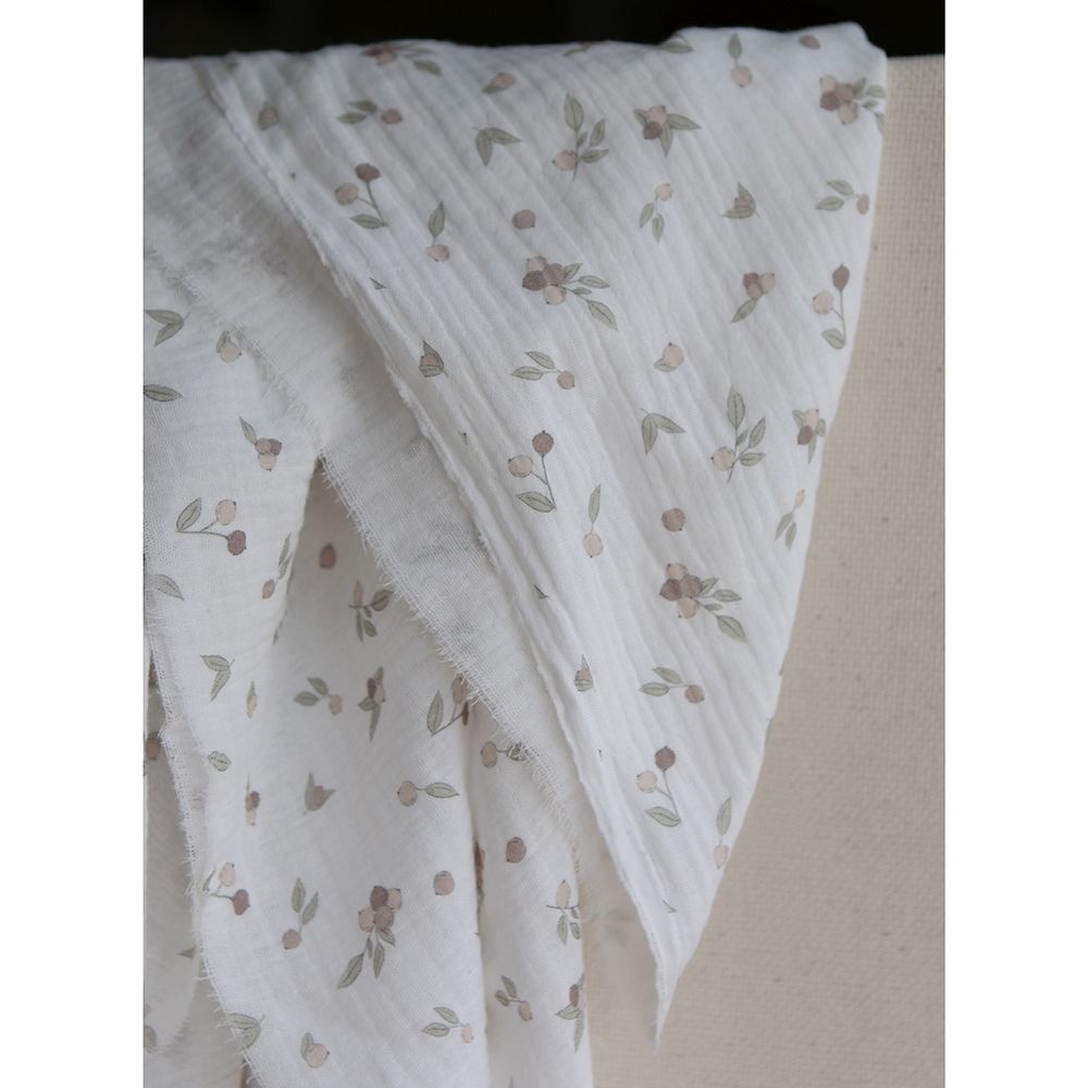 Hind - Double gaze de coton BIO exclusif blanc lait à motif nature