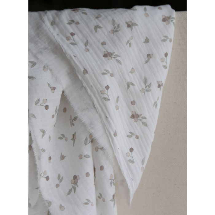 Hind - Double gaze de coton BIO exclusif blanc lait à motif nature