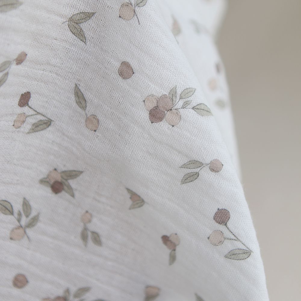 Hind - Double gaze de coton BIO exclusif blanc lait à motif nature