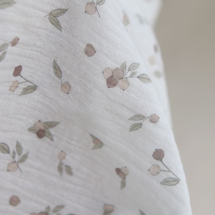 Hind - Double gaze de coton BIO exclusif blanc lait à motif nature