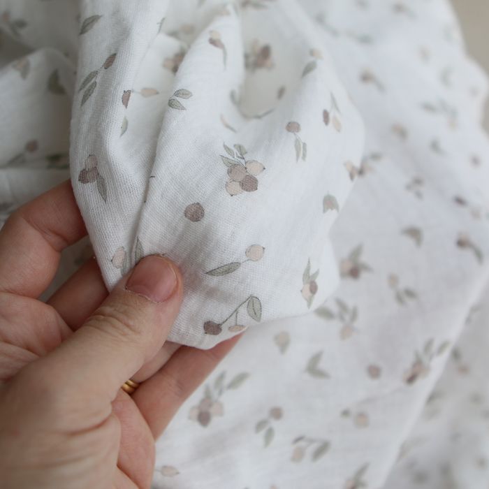 Hind - Double gaze de coton BIO exclusif blanc lait à motif nature