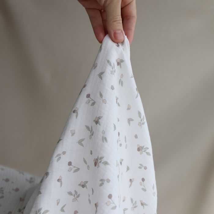 Hind - Double gaze de coton BIO exclusif blanc lait à motif nature