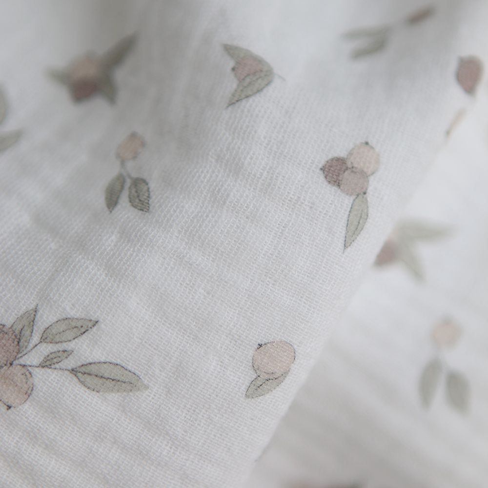 Hind - Double gaze de coton BIO exclusif blanc lait à motif nature