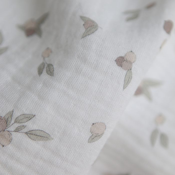 Hind - Double gaze de coton BIO exclusif blanc lait à motif nature
