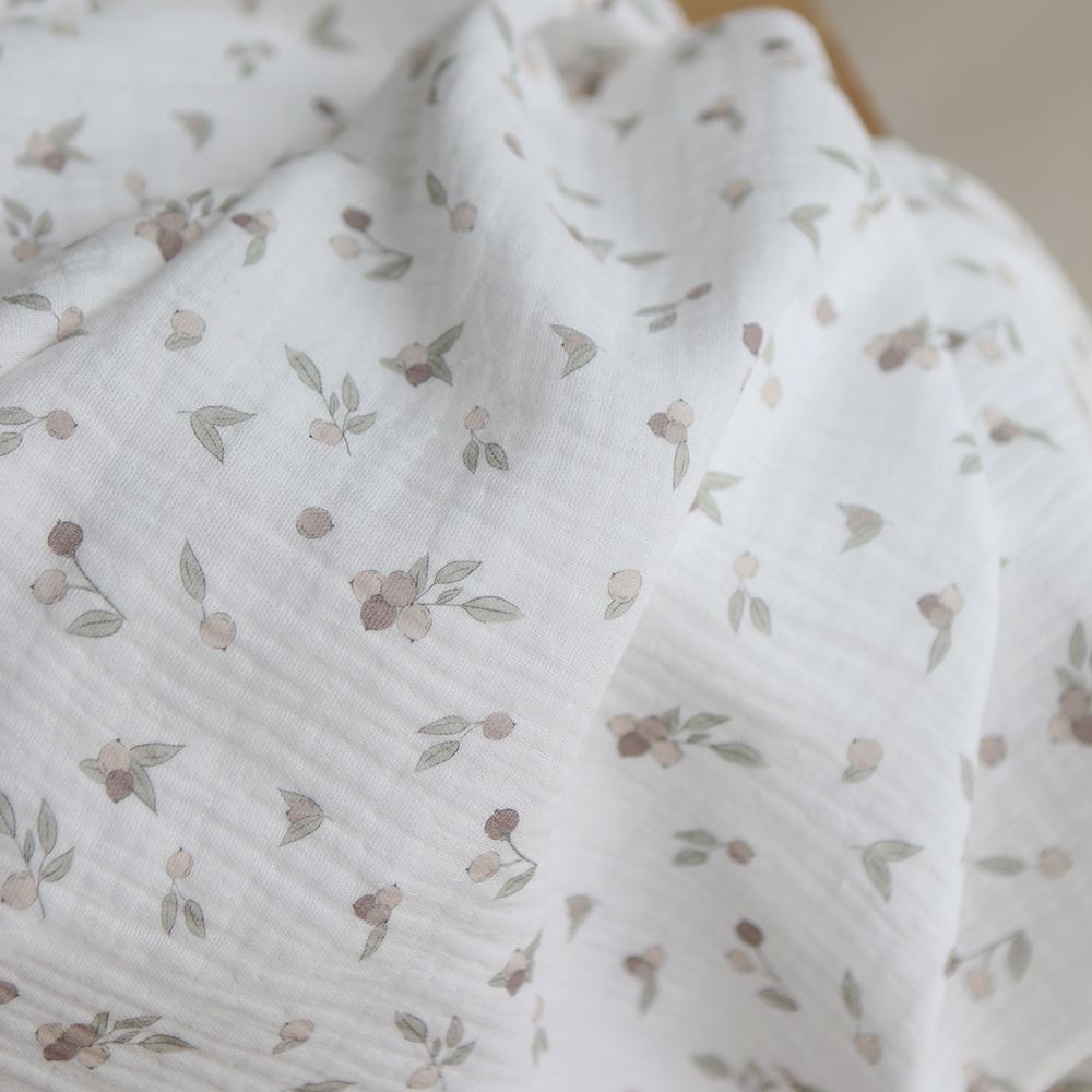 Hind - Double gaze de coton BIO exclusif blanc lait à motif nature