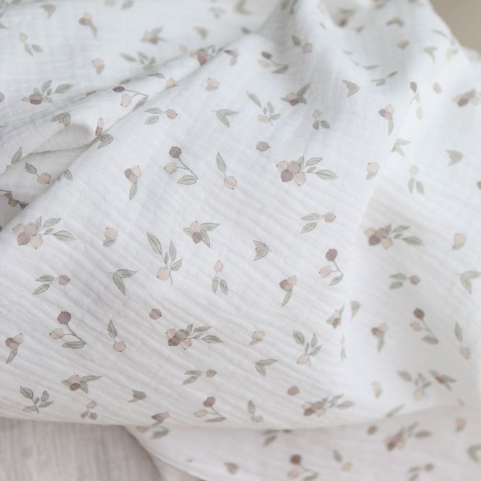 Hind - Double gaze de coton BIO exclusif blanc lait à motif nature