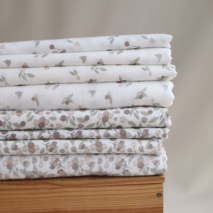 Hind - Double gaze de coton BIO exclusif blanc lait à motif nature