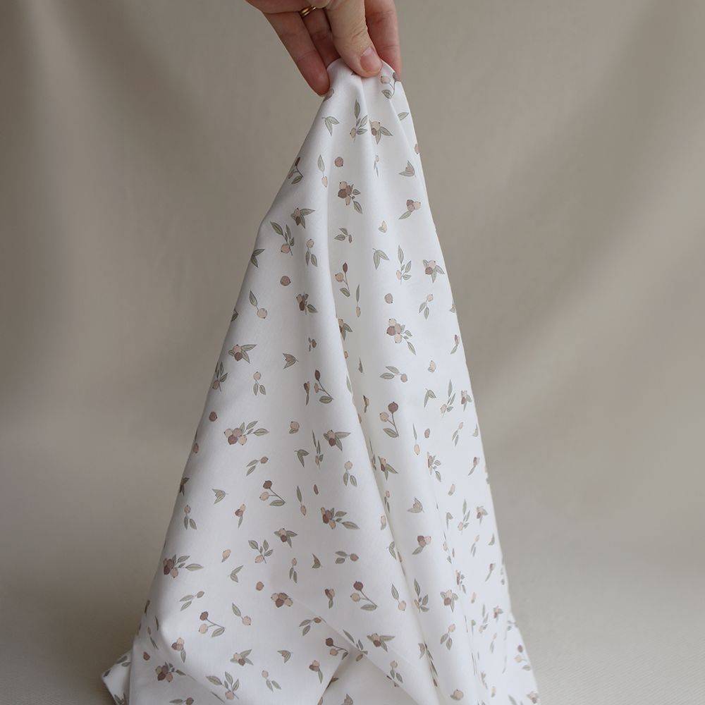 Hind - Popeline douce coton BIO organique fond blanc lait exclusif nature