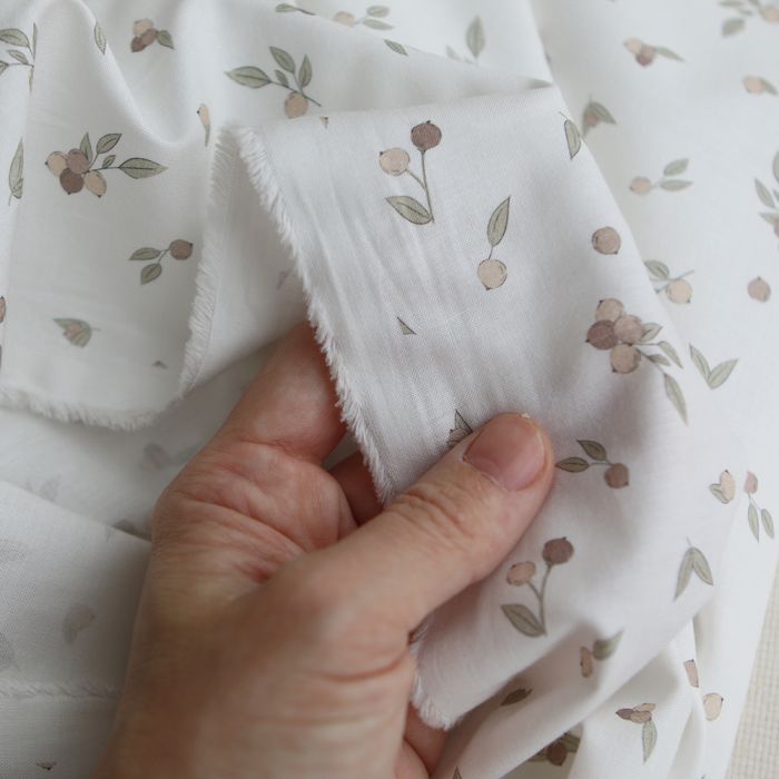 Hind - Popeline douce coton BIO organique fond blanc lait exclusif nature