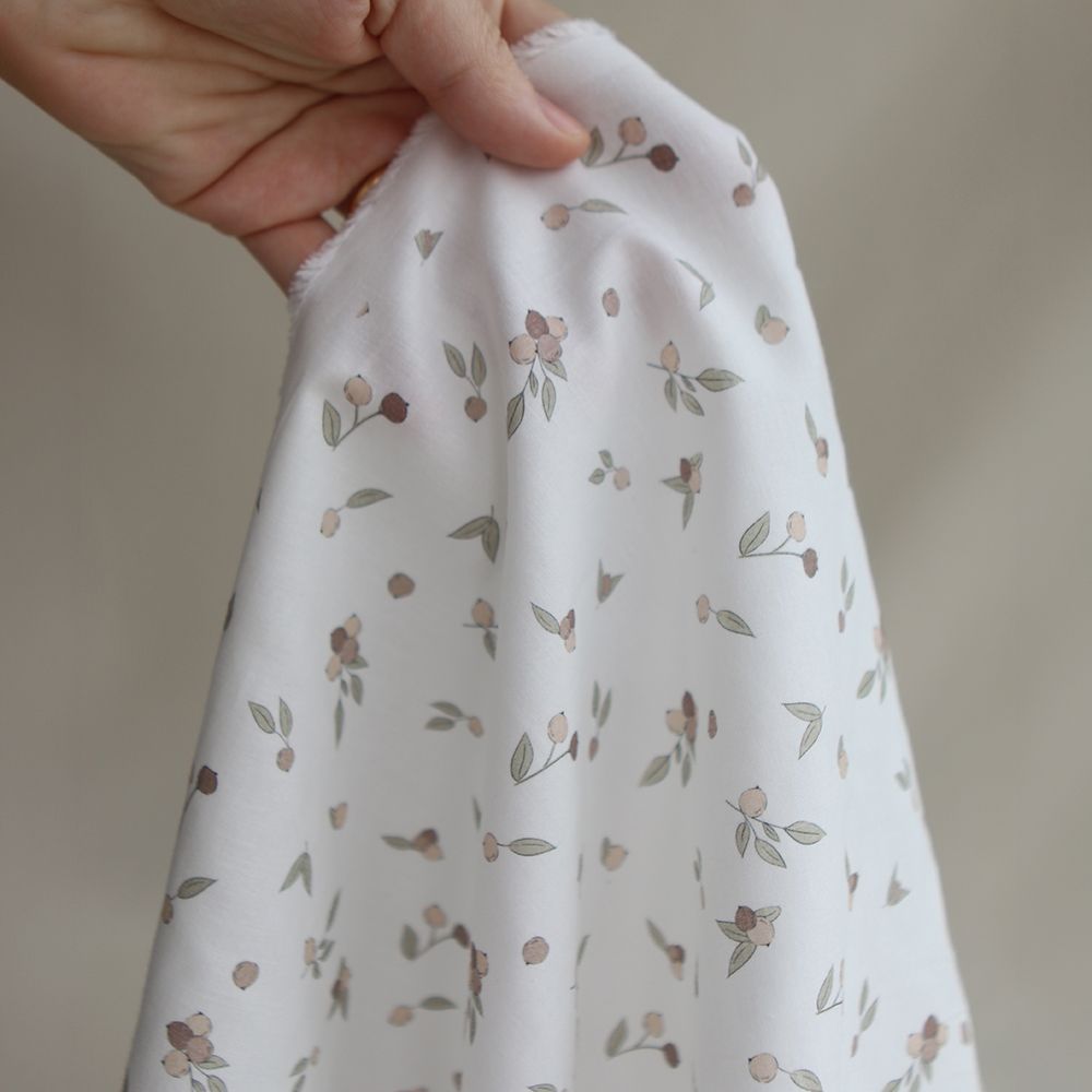 Hind - Popeline douce coton BIO organique fond blanc lait exclusif nature