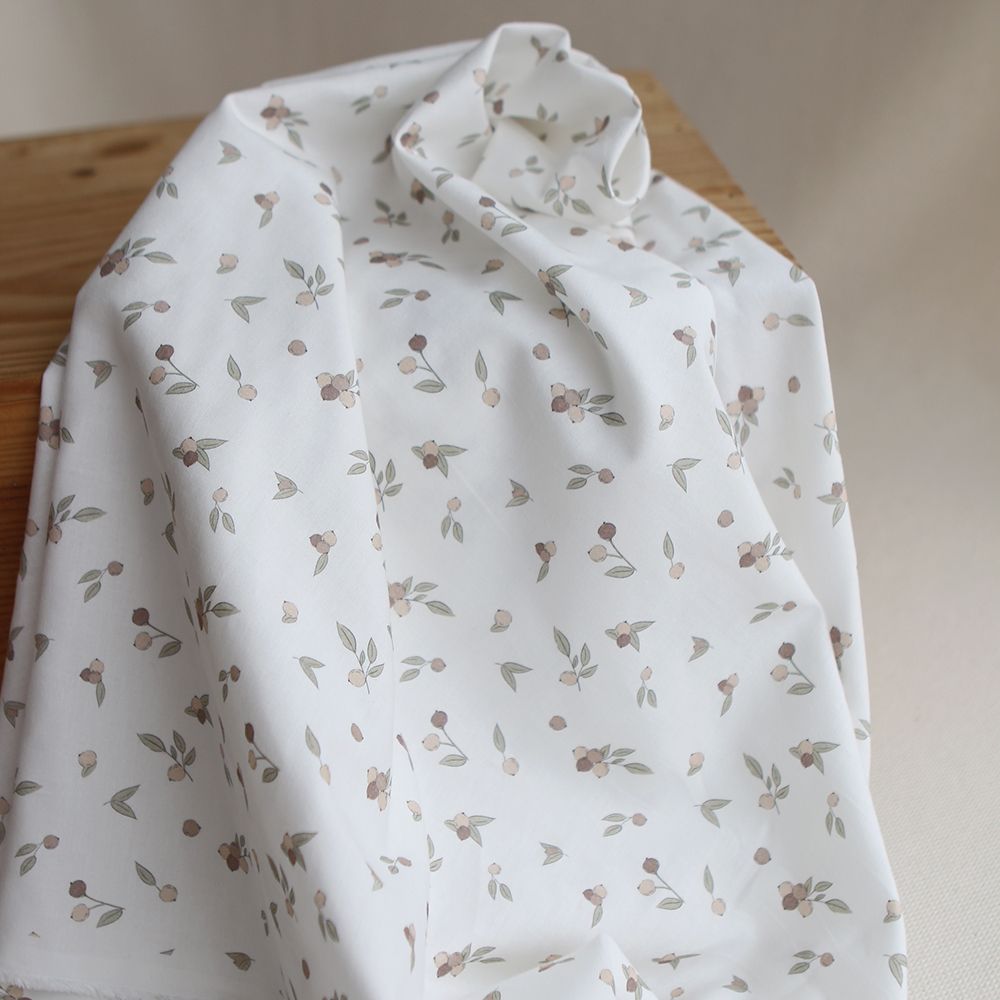 Hind - Popeline douce coton BIO organique fond blanc lait exclusif nature