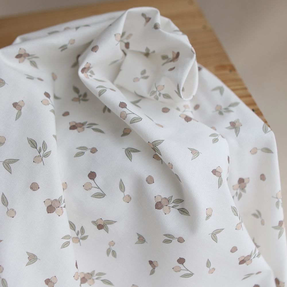 Hind - Popeline douce coton BIO organique fond blanc lait exclusif nature