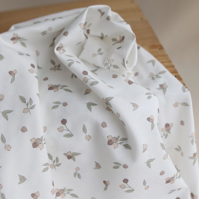 Hind - Popeline douce coton BIO organique fond blanc lait exclusif nature