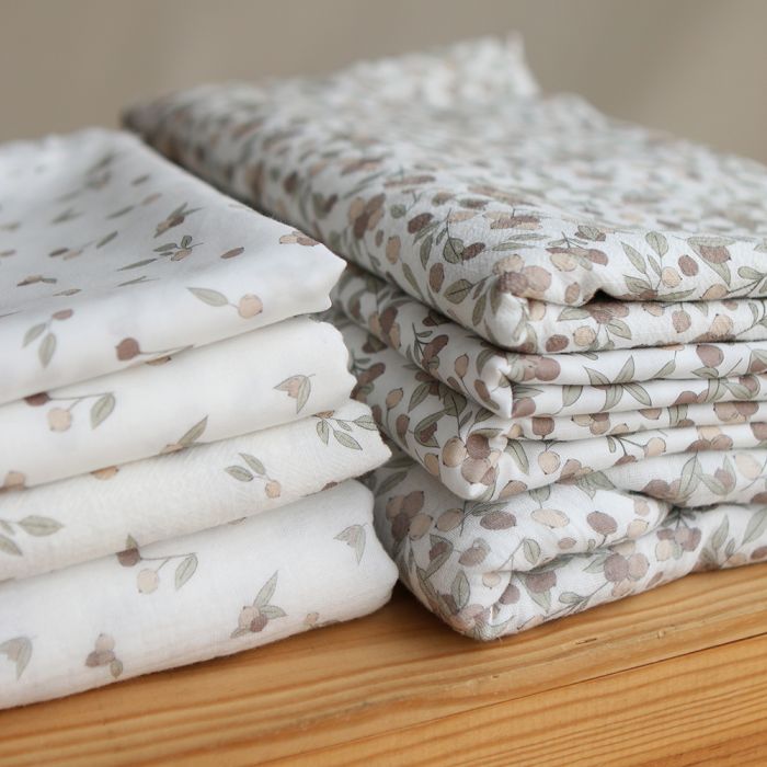 Hind - Popeline douce coton BIO organique fond blanc lait exclusif nature