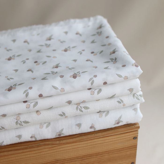 Hind - Popeline douce coton BIO organique fond blanc lait exclusif nature