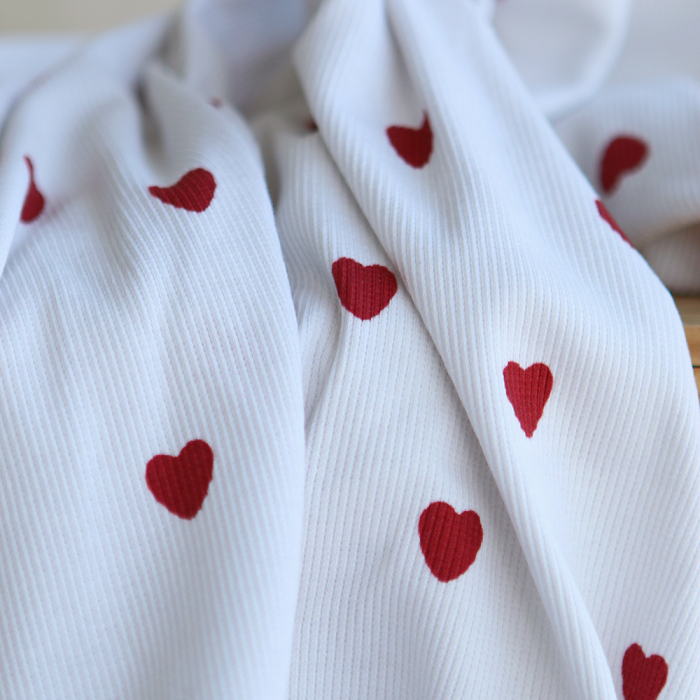 Jersey côtes fines exclusif Little Manou coeur rouge | Batikou