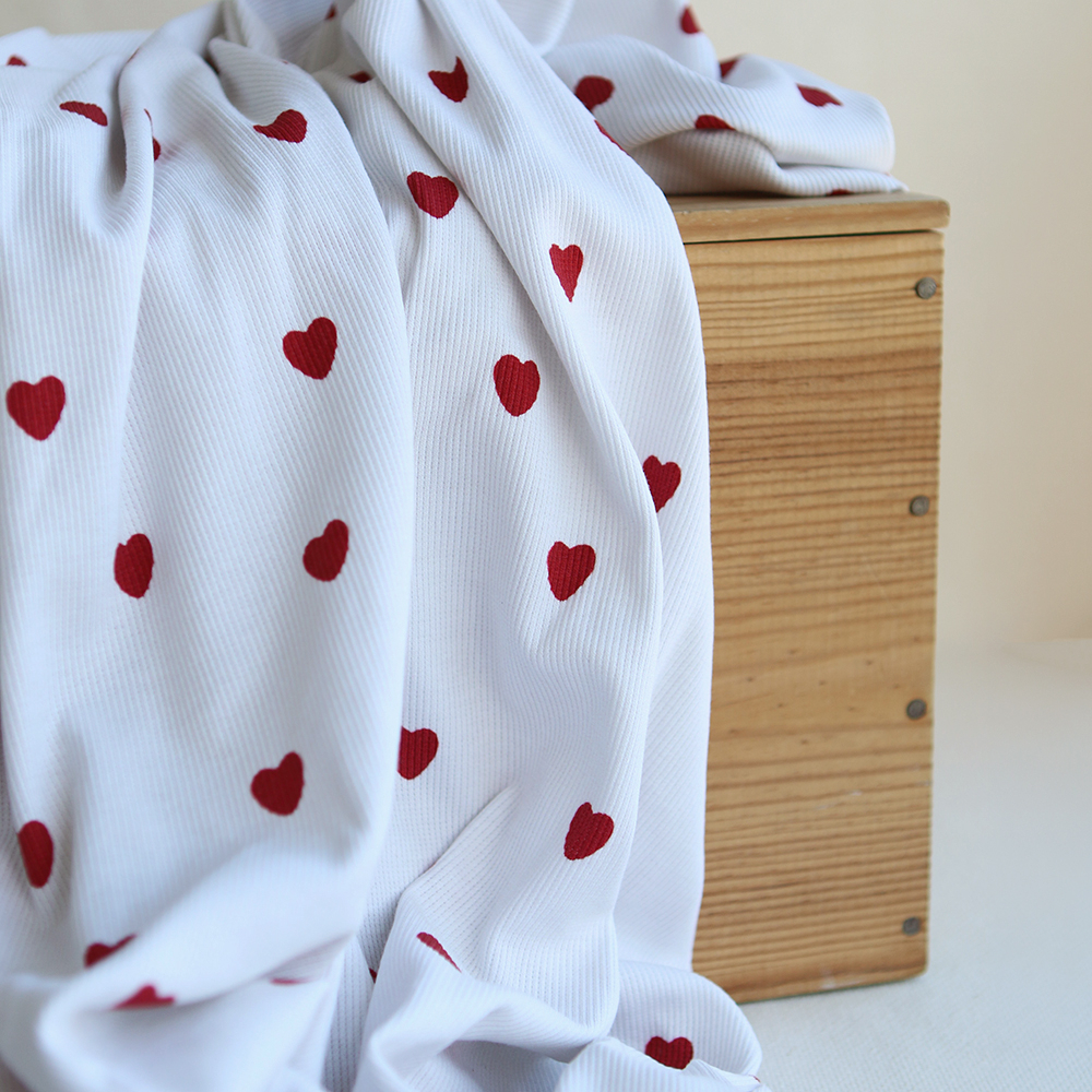 Jersey côtes fines exclusif Little Manou coeur rouge | Batikou