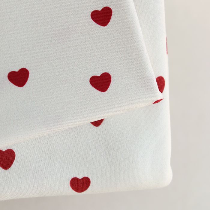 Little Manou - Jersey coton bio motif exclusif coeurs rouges