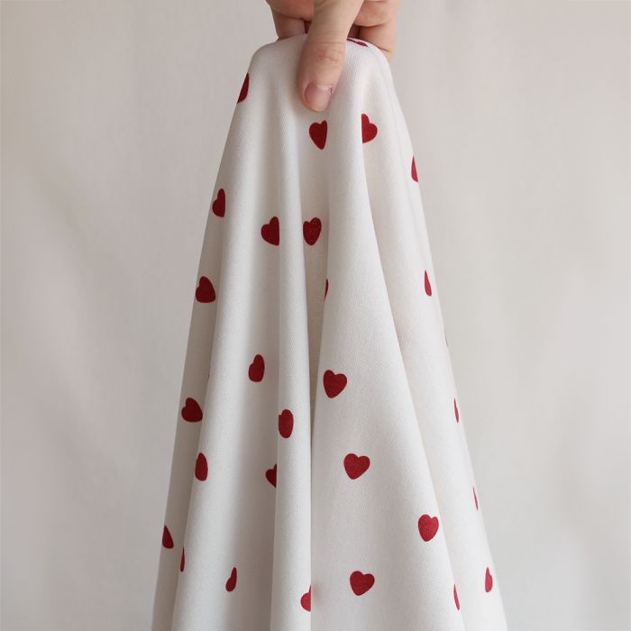 Little Manou - Sweat mélange de coton bouclettes motif exclusif coeurs rouges