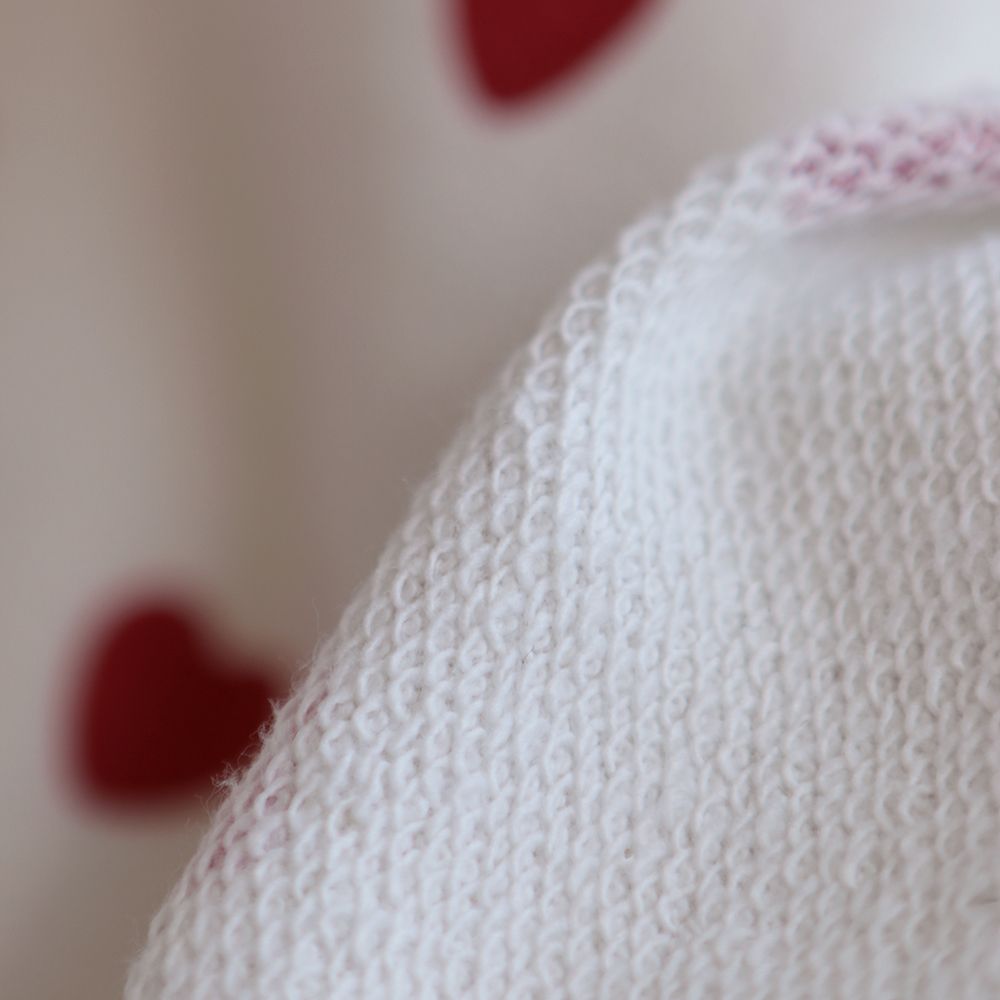 Little Manou - Sweat mélange de coton bouclettes motif exclusif coeurs rouges