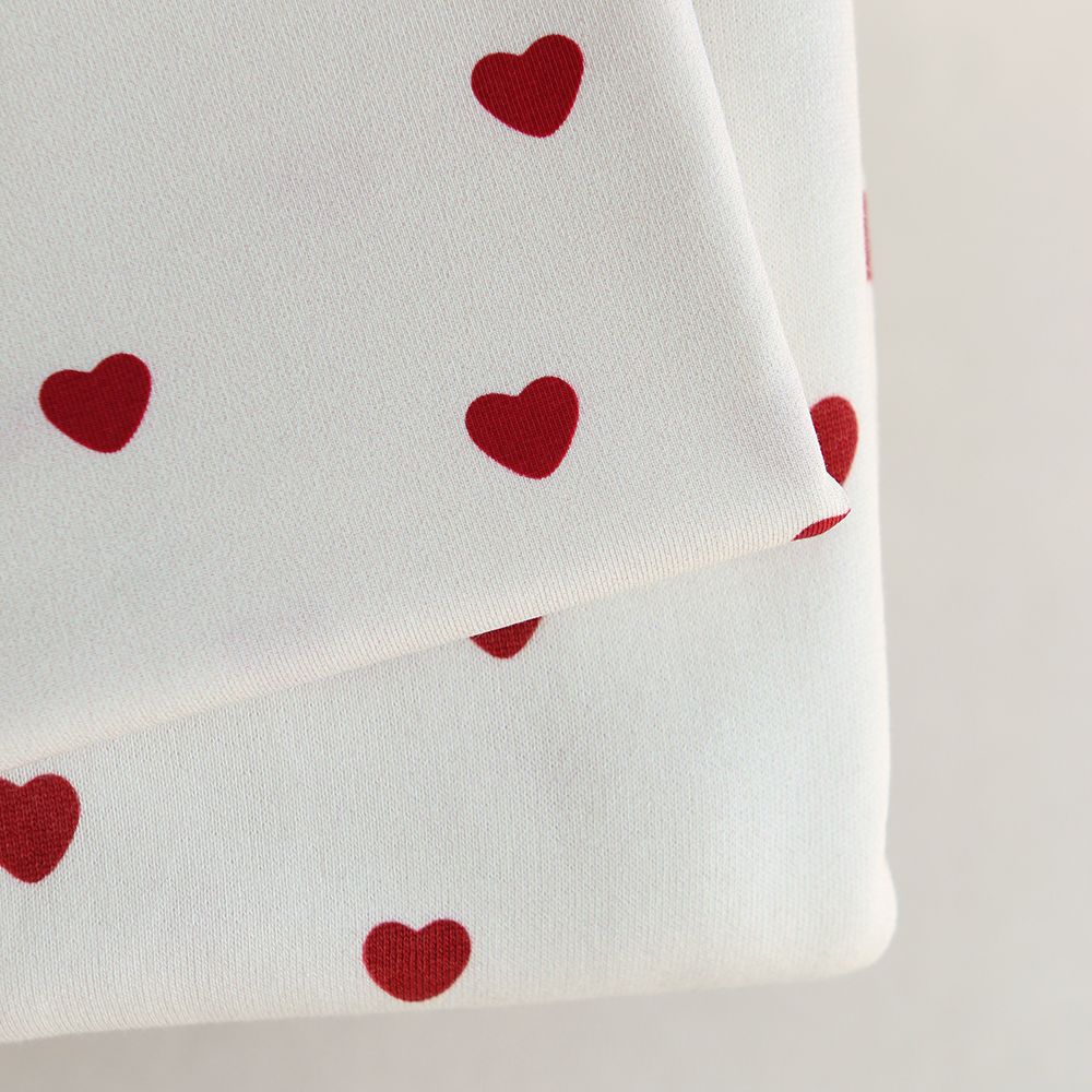 Little Manou - Sweat mélange de coton bouclettes motif exclusif coeurs rouges