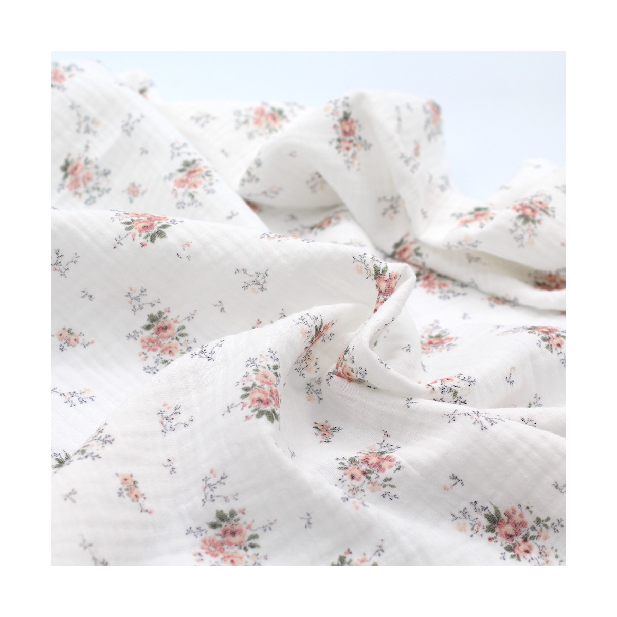 Romance - Double gaze de coton BIO motif exclusif bouquet romantique