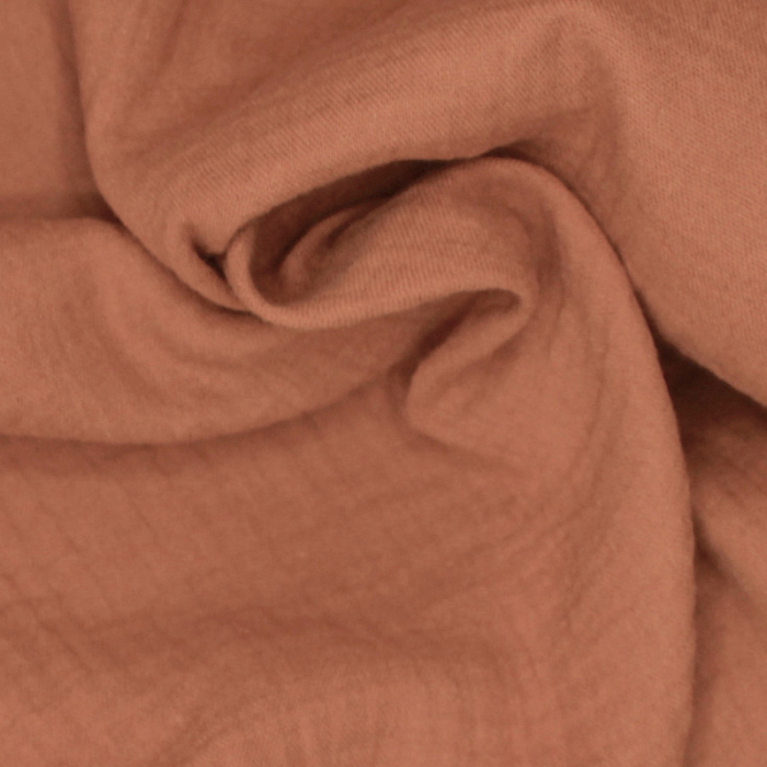 Double gaze de coton BIO unie ARGILE